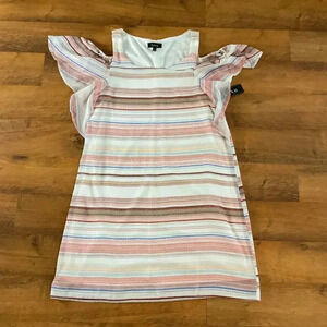 Lux II Ruffle Cold Shoulder Womens‎ Top Mini Dress Size Medium NWOT